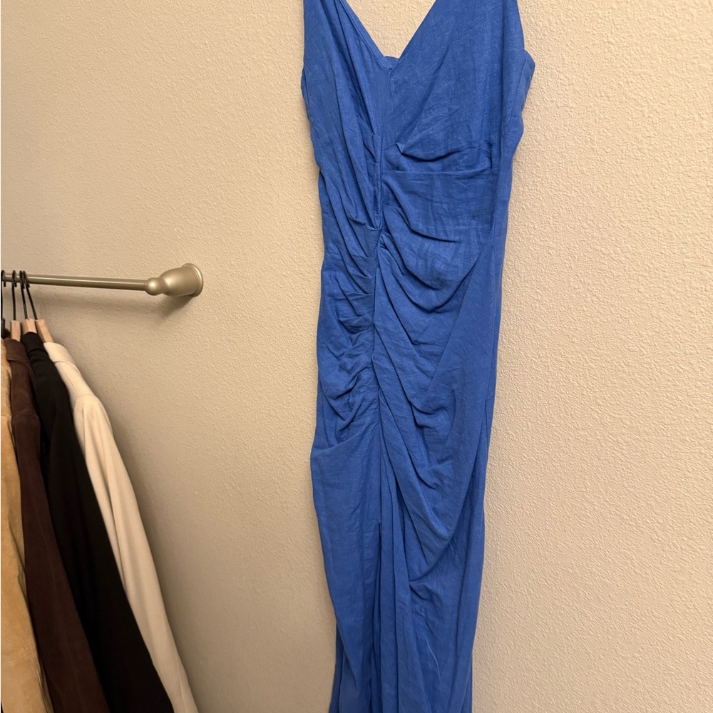 Linen Blue Sleeveless Dress